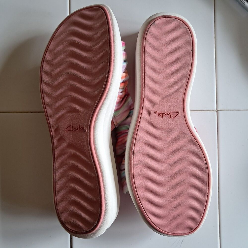Clarks Cloudsteppers Drift Petal Heel Slide Sandals Multicolor Pink Women’s 10M - Picture 3 of 5
